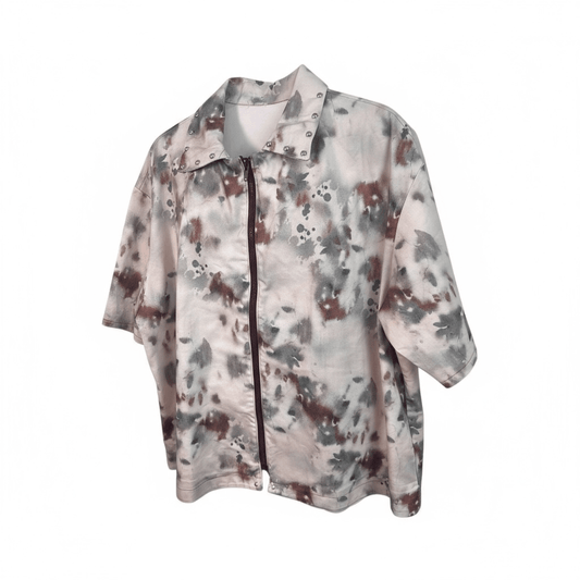 Splatter Fade Zip Short Sleeve Shirt - Closet No. 11